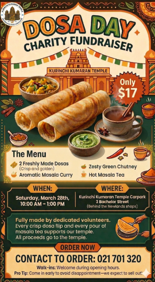 Dosa Day -  Kurinchi Kumaran Temple Fundraiser